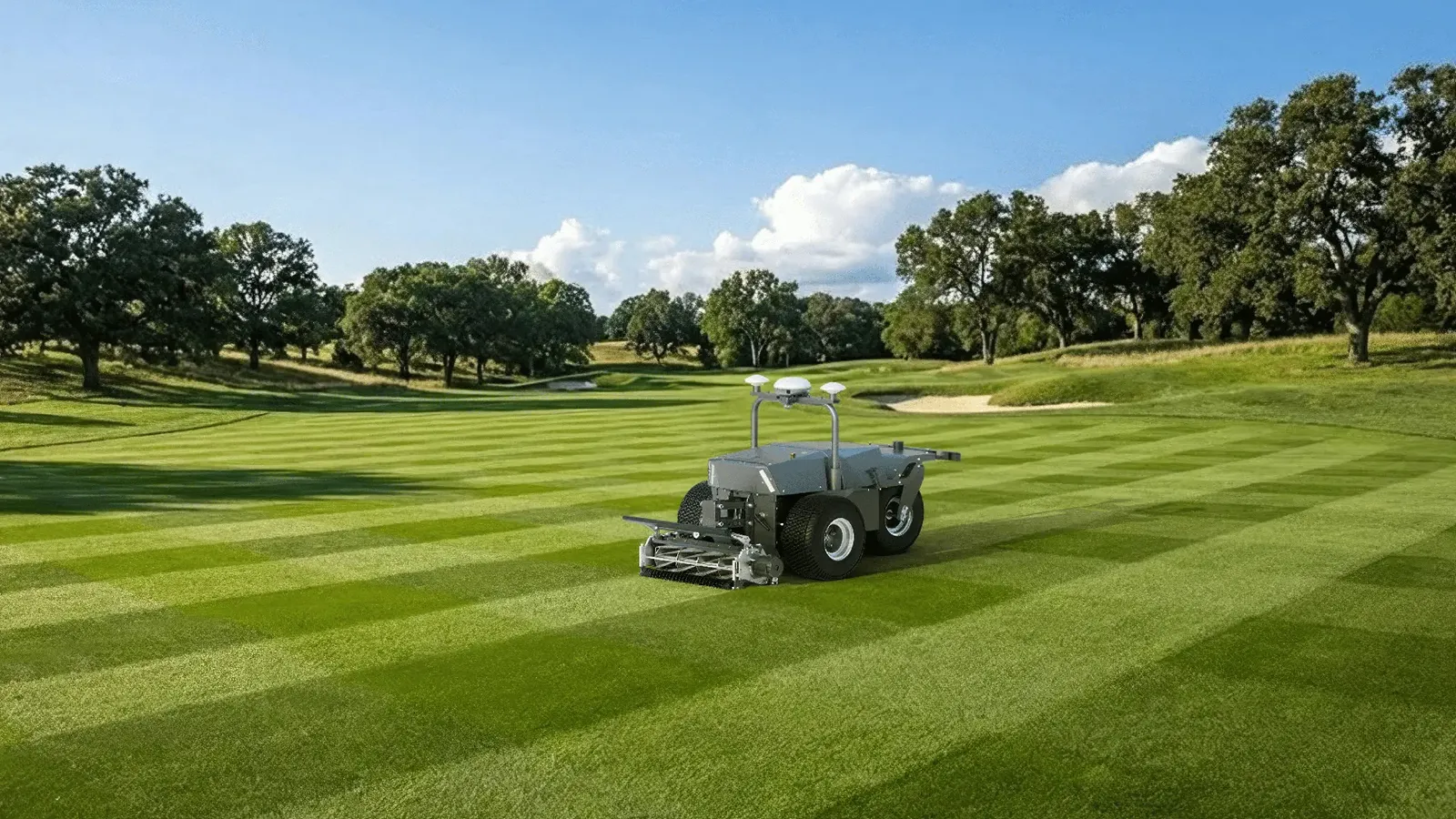 Fairway rayé par la tondeuse robot RCM01